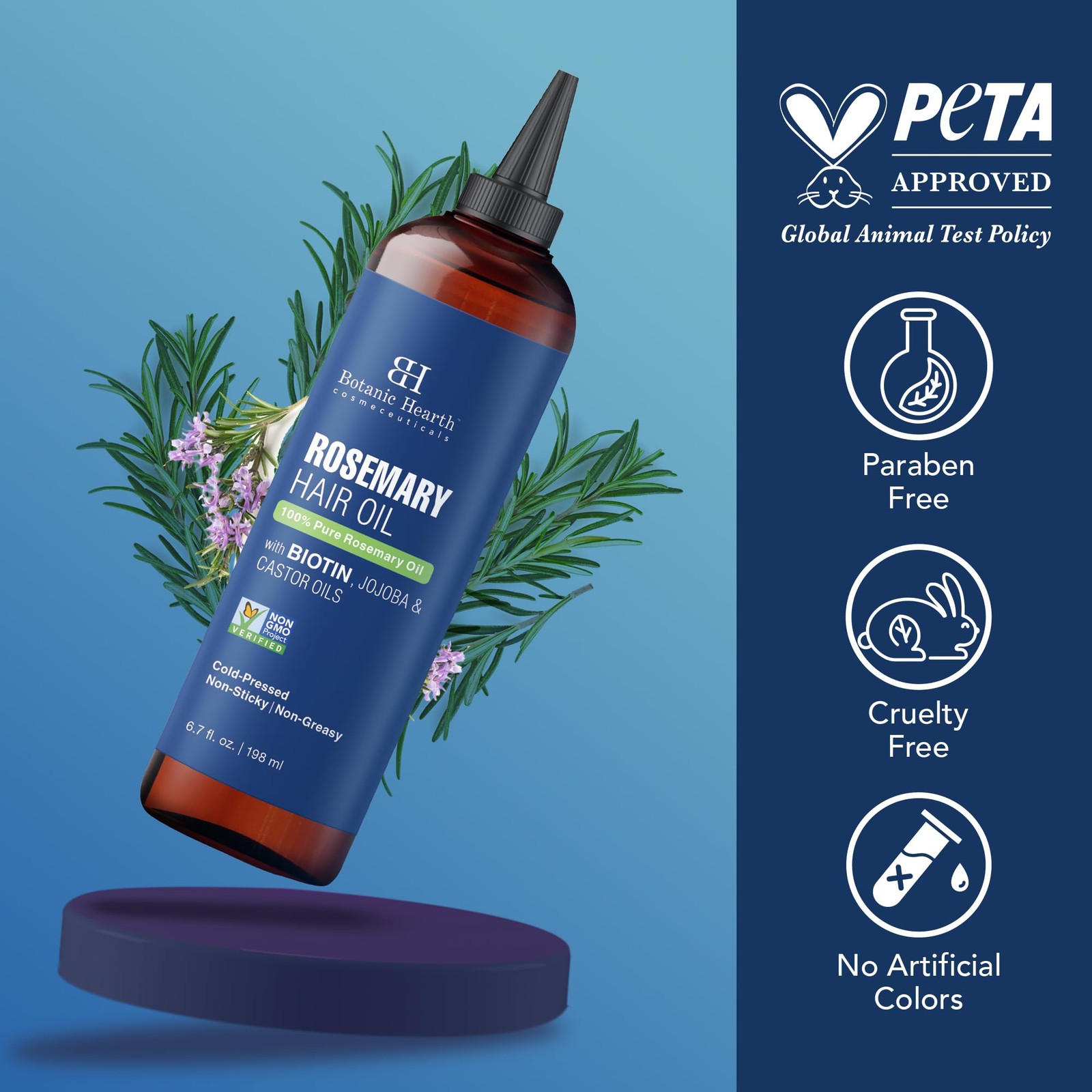 100% Pure Rosemary Oil For Hair Growth (6.7 fl oz)| Infused with Biotin, Jojoba